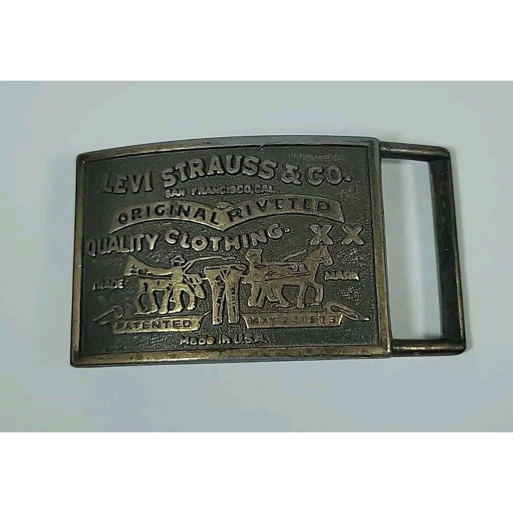 Levi Strauss & Co Original Riveted Quality Clothing XX Metal Belt Buckle Vintage